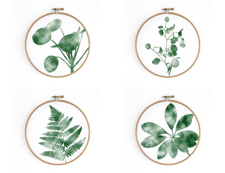 Renna Deluxe Pilea _ Bild im Stickrahmen Begrenzt auf 3 Tage