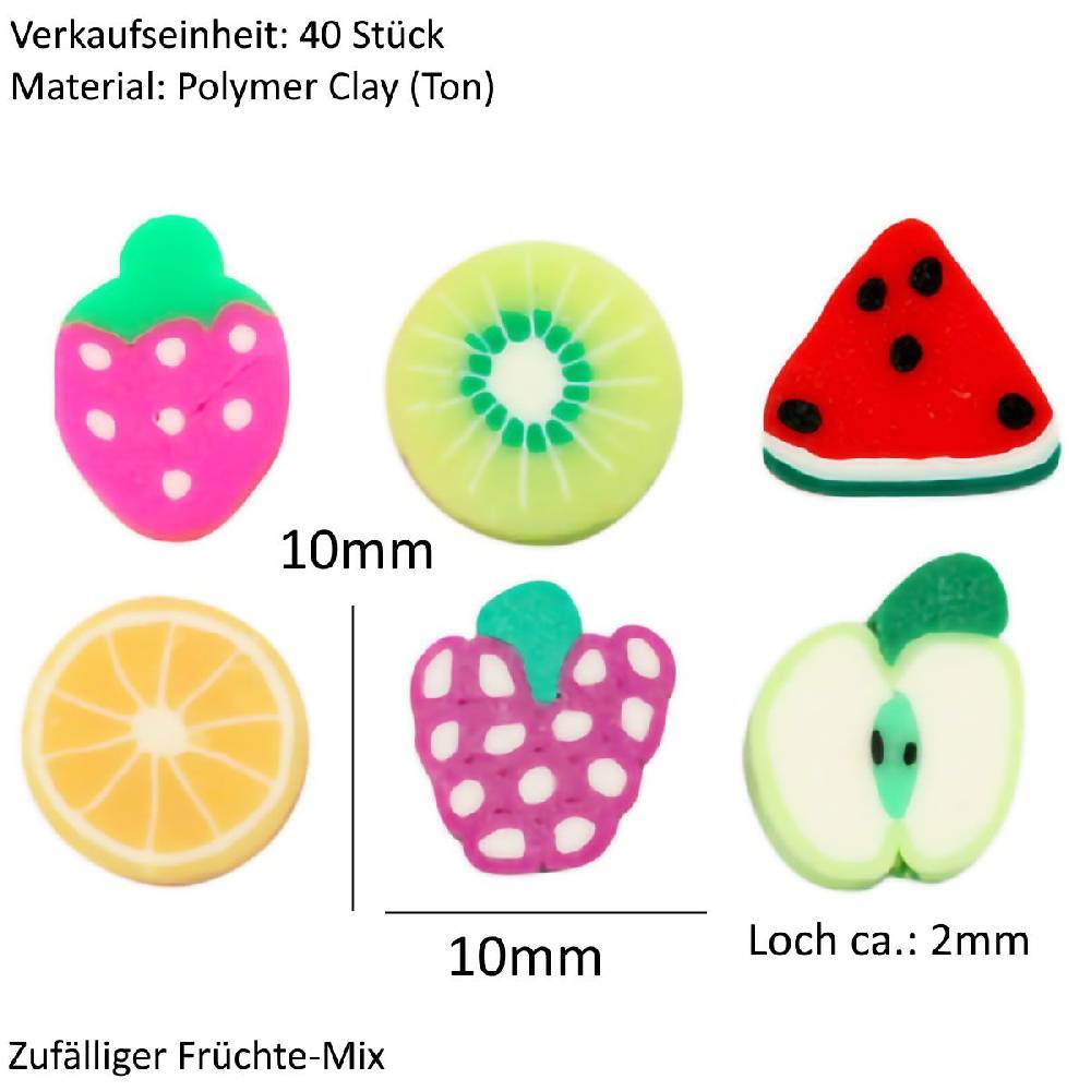 Sadingo Polymer Clay Perlen | 40 Stk., 10mm, Früchte Neueste Stile