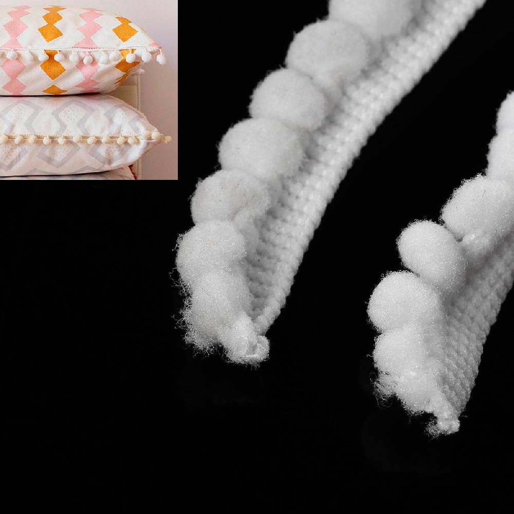 Sadingo Bommelborte Weiß 4,5 Meter, Breite 12mm, Pompomband 50% Rabatt mit kostenlosem Versand