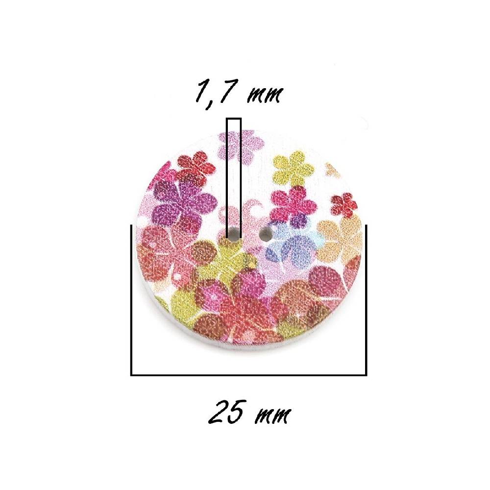 Sadingo Holzknöpfe Blumen Mix - 100 Stück - 25 mm online sichern Fabrikladen