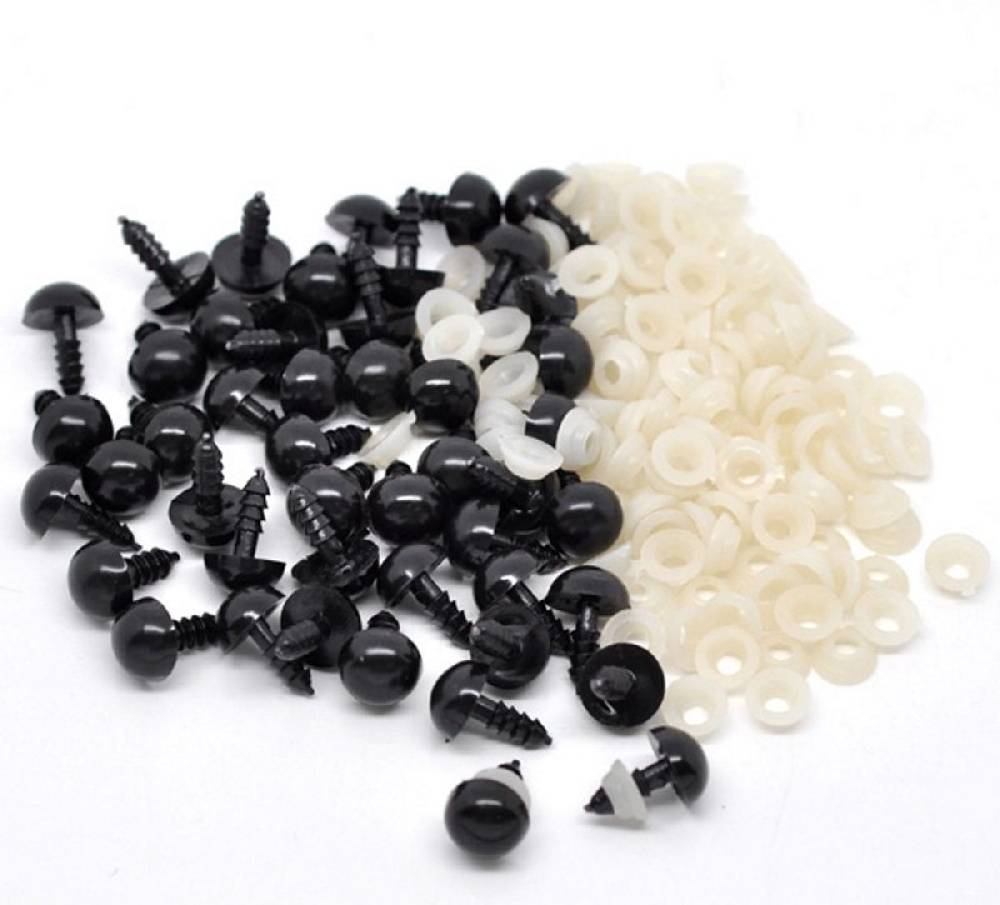 Sadingo Acryl Puppenaugen, Teddyaugen - 10 mm - 100 Stk 50% Rabatt für begrenzte Zeit