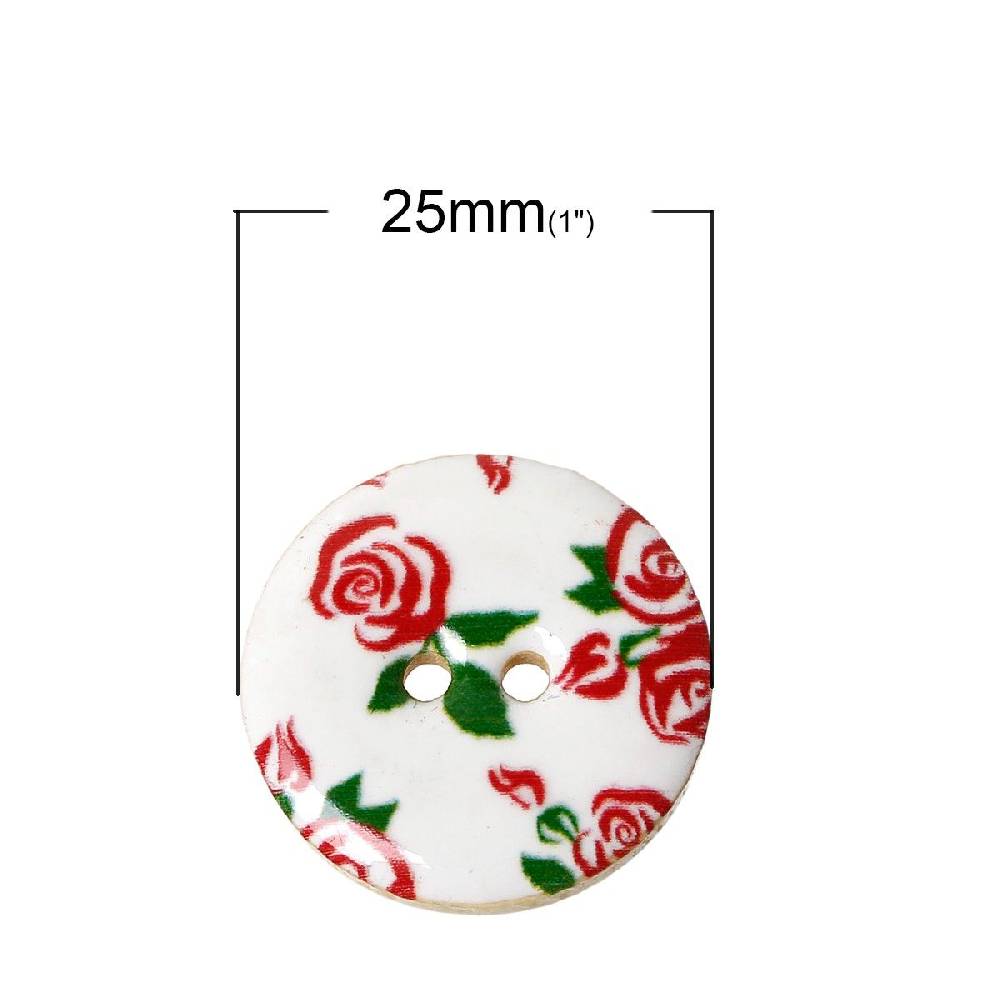 Sadingo Holzknöpfe - 20 Stk. - Ø 2,5 cm - Blumenmuster Rabatte dieses Monats