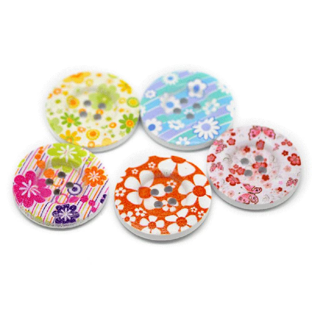 Sadingo Holzknöpfe Blumen Mix | 90 Stk. verschiedene Größen im Angebot
