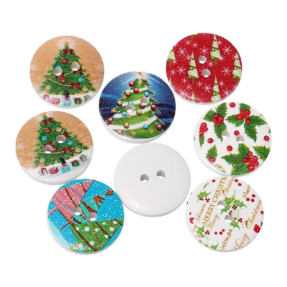 Sadingo Holzknöpfe Weihnachten 2 Stück, Ø 2 mm Fabrikverkauf