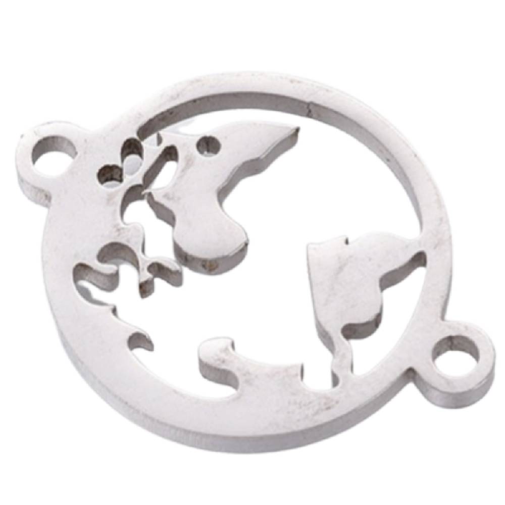 Sadingo Schmuckverbinder Weltkugel | 20 x 15 mm, 10 Stk., Edelstahl Online Outlet