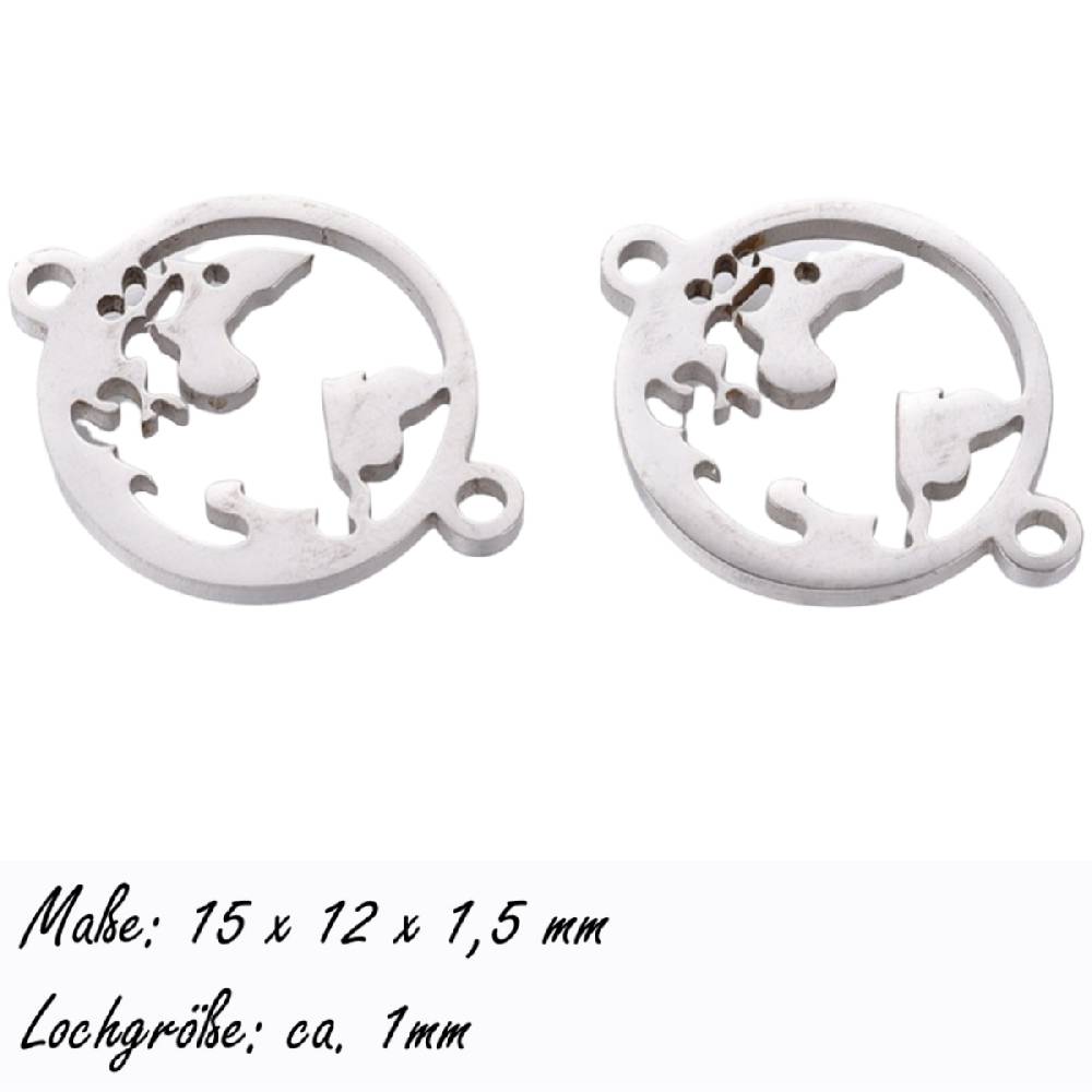 Sadingo Schmuckverbinder Weltkugel | 20 x 15 mm, 10 Stk., Edelstahl Online Outlet