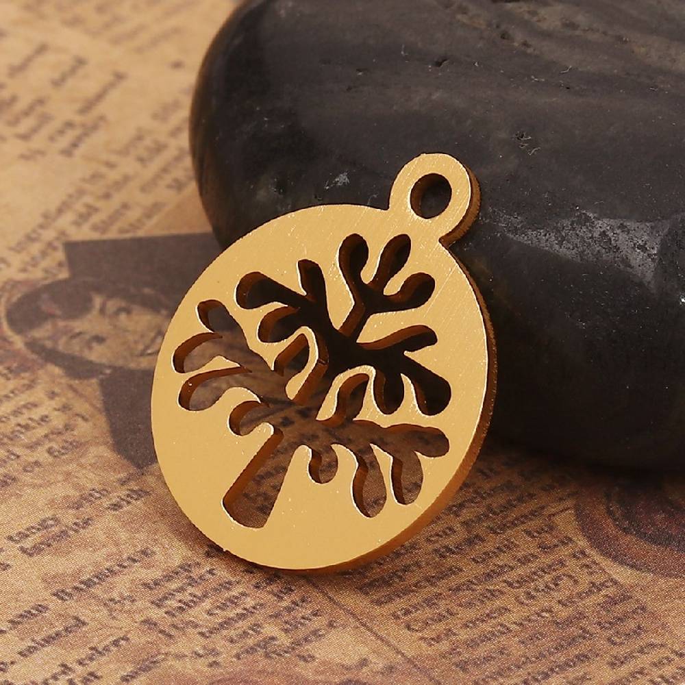 Sadingo 1 Metallanhänger Lebensbaum - 26 x 22 mm - Gold Fabrikladen