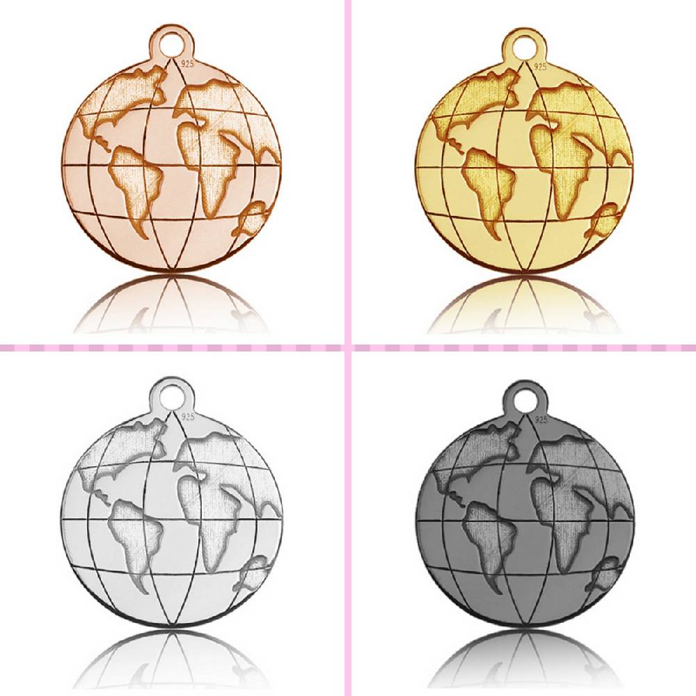 Sadingo Sterling Silver 925er Anhänger Globus Charm Globe Im Verkauf