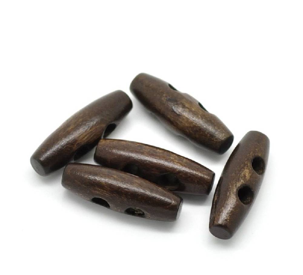Sadingo Knebelknöpfe - 10 Stk. - 3 x 1 cm - Dunkelbraun Sonderangebot