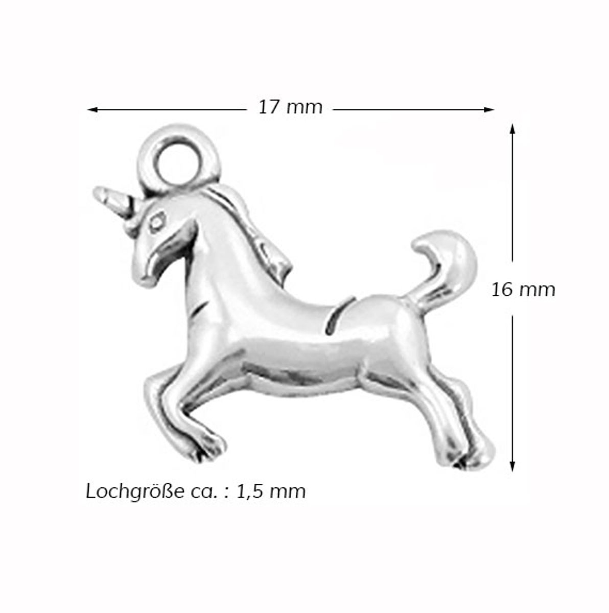 Sadingo Anhänger Einhorn aus Metall, 17 x 16 mm 1 Stück Günstig kaufen