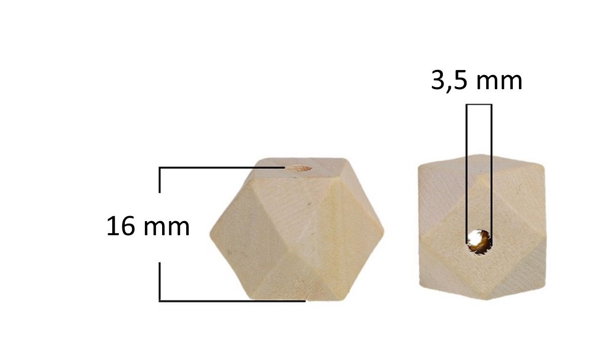 Sadingo Holzperlen eckig natur, Geometrische Bastelperlen, 20 Stück Großer Ausverkauf
