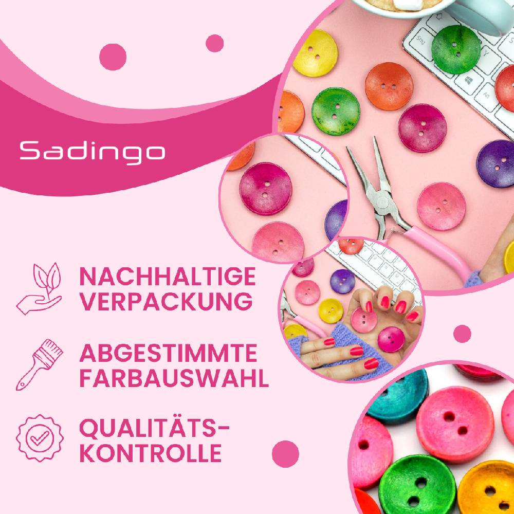 Sadingo Holzknöpfe zum aufnähen, 50 Stück-Ø 3 cm, bunter Mix Black Friday