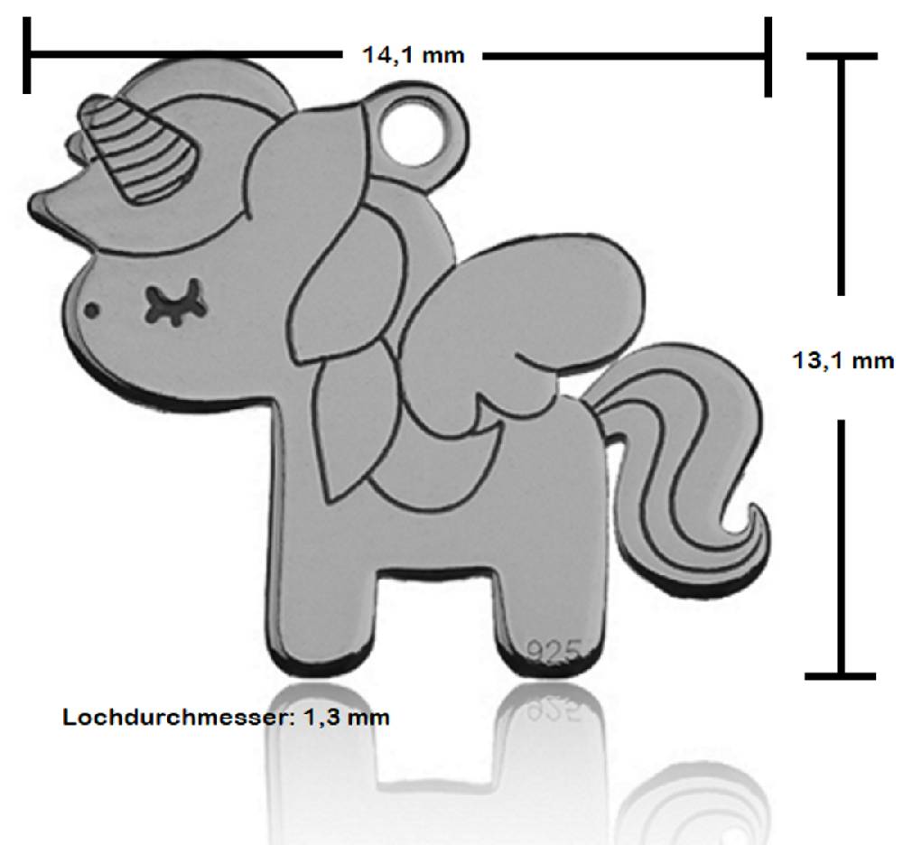 Sadingo Sterling Silver 925er Anhänger Einhorn Charm Unicorn Valentinstagsangebot