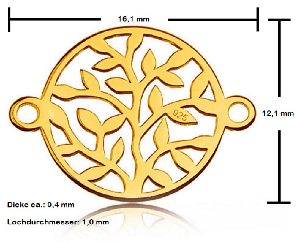 Sadingo Schmuckverbinder Lebensbaum | 12,1x16,1 mm Jubiläumsangebot