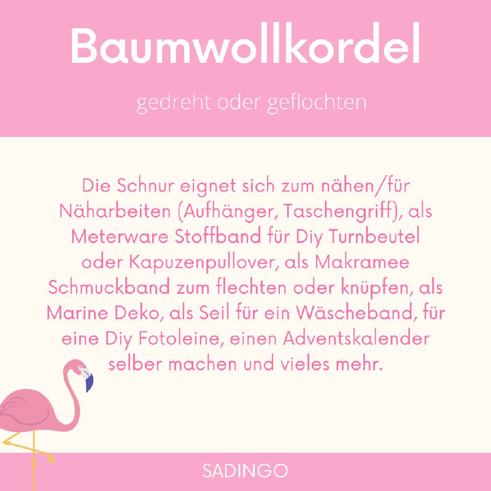 Sadingo Baumwollkordel 8mm gedreht - 10 Meter 8mm - Off White Räumungsverkauf