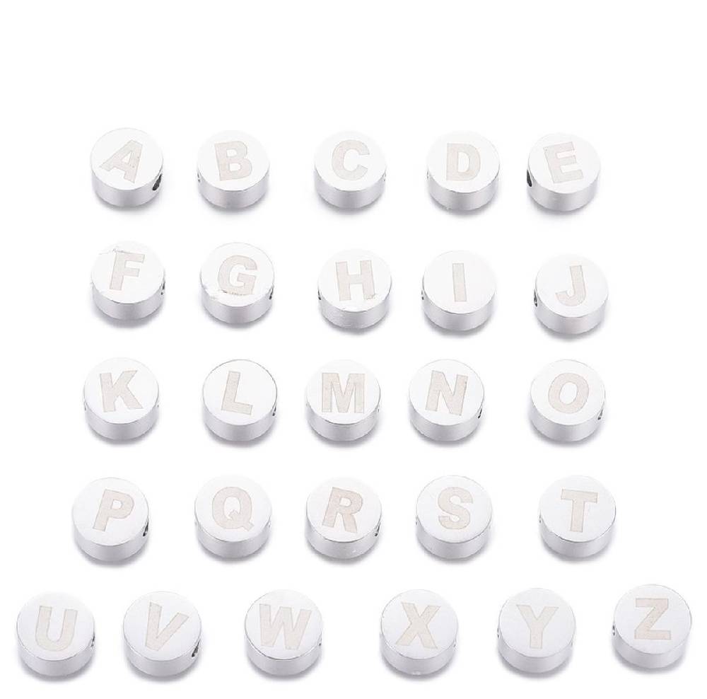 Sadingo Buchstabenperlen Edelstahl 2 Stück 10mm, Buchstabe wählbar Kostenlose Rückgabe