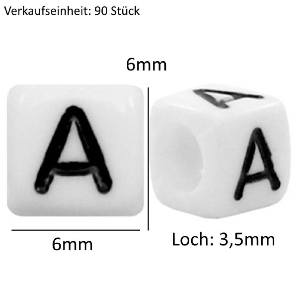 Sadingo Buchstabenperlen | 90 Stk. 6x6mm, eckige Perlen Letzte 2 Tage