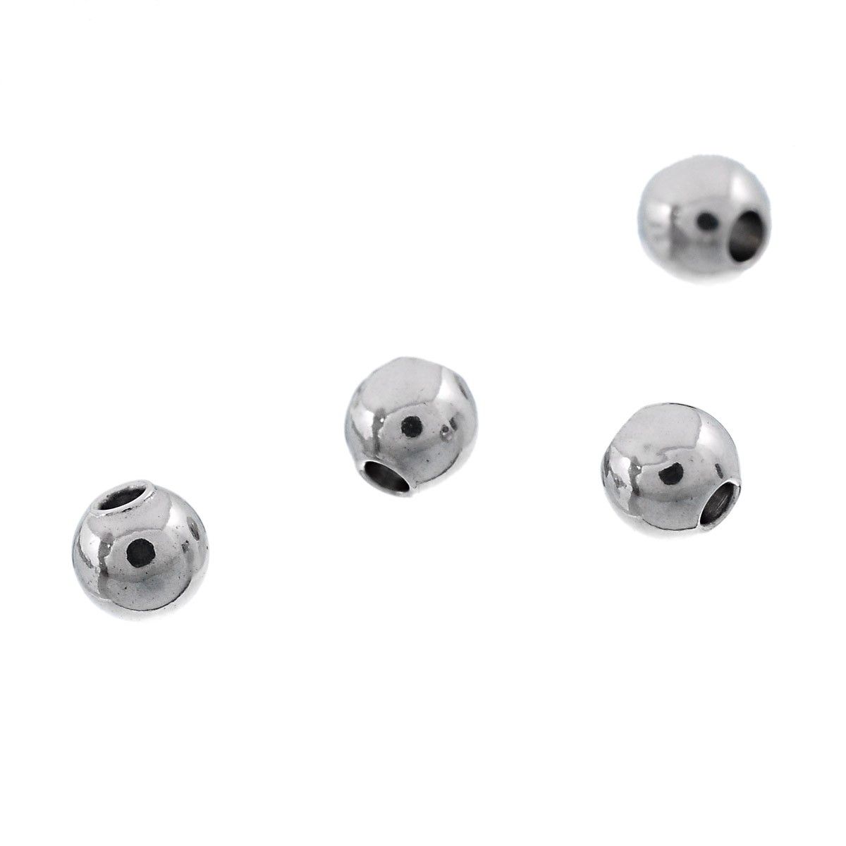 Sadingo Metallperlen | Edelstahl-Perlen Silber, 3 mm, 50 Stück Zeitbegrenzte Promotion