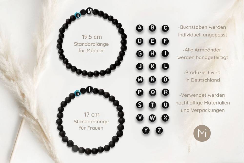 Sadingo Partnerarmband Set "MEADOW" aus schwarzen Achatperlen Sonderangebot