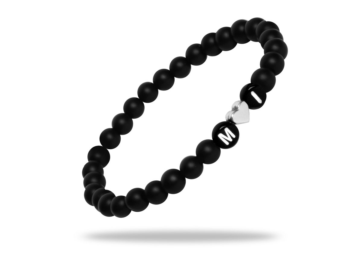 Sadingo Partnerarmband Set "ISLAND" aus schwarzen Natursteinperlen Rabatt