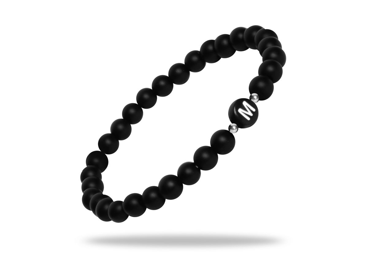 Sadingo Partnerarmband Set "STAR" aus schwarzen Natursteinperlen Versandkostenfrei