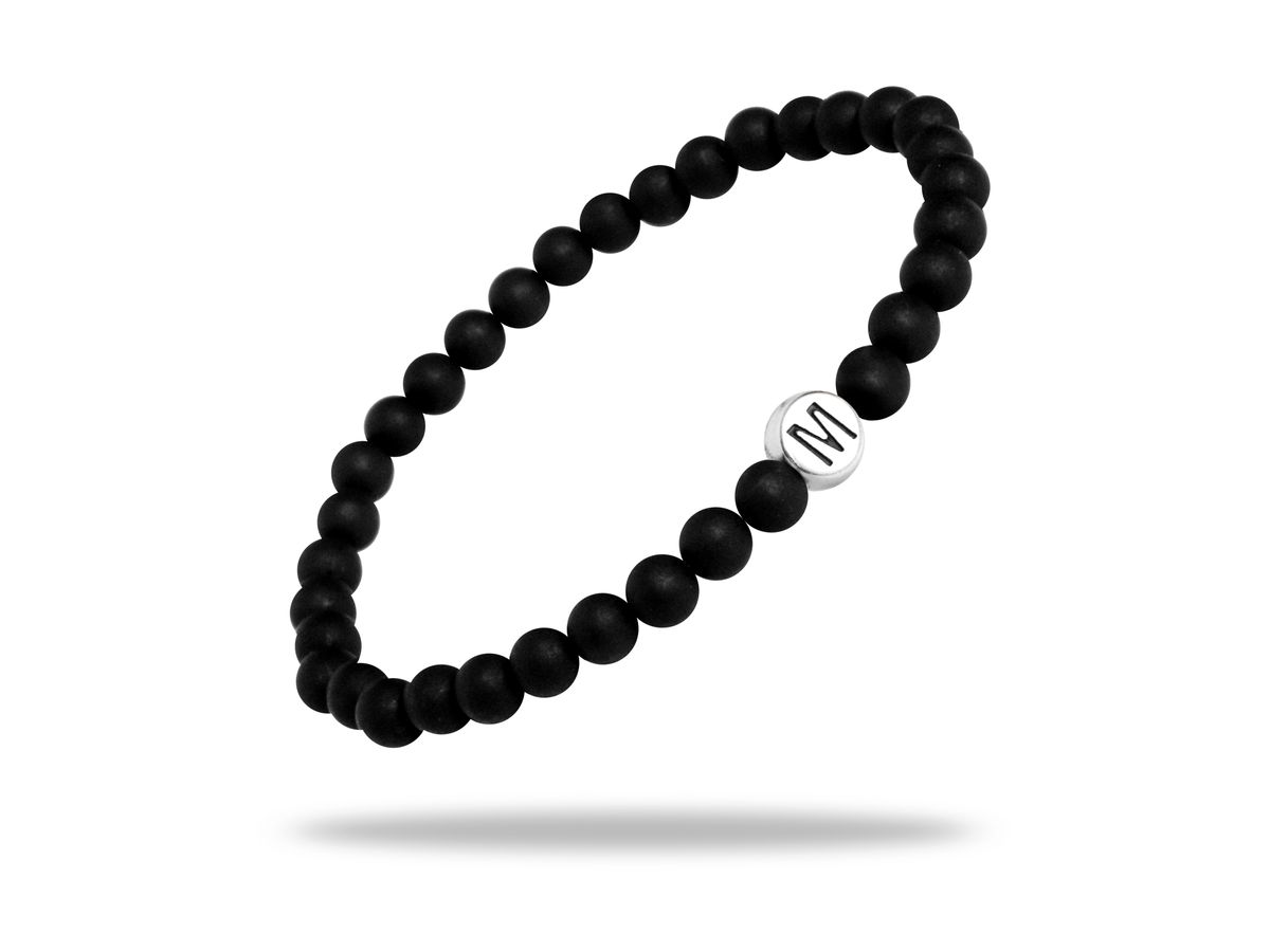 Sadingo Partnerarmband Set "MOON" aus schwarzen Natursteinperlen Begrenztes Angebot
