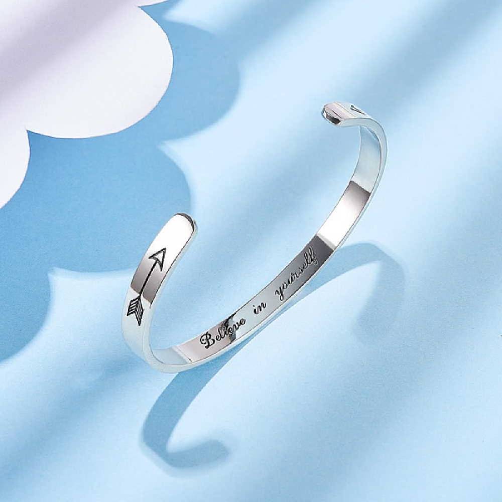 Sadingo Armreif Edelstahl Silber mit Gravur innen und außen Online Shopping