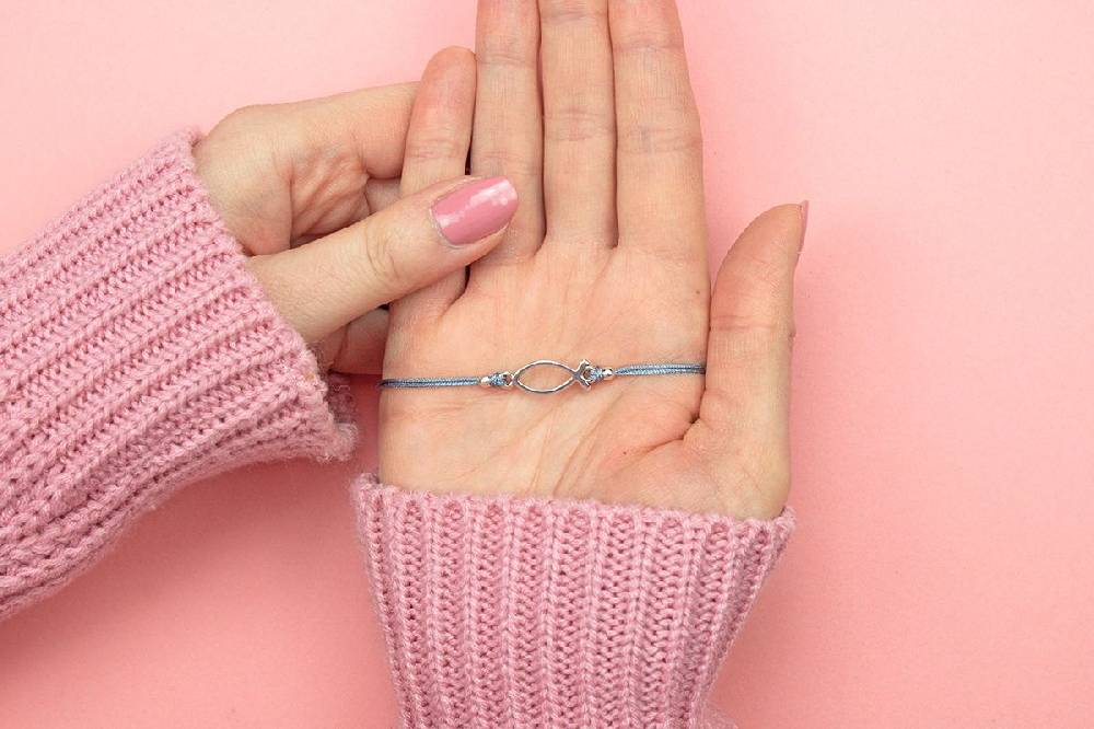 Sadingo Armband grau für Mädchen (größenverstellbar) Ichthys Fisch Osterangebot