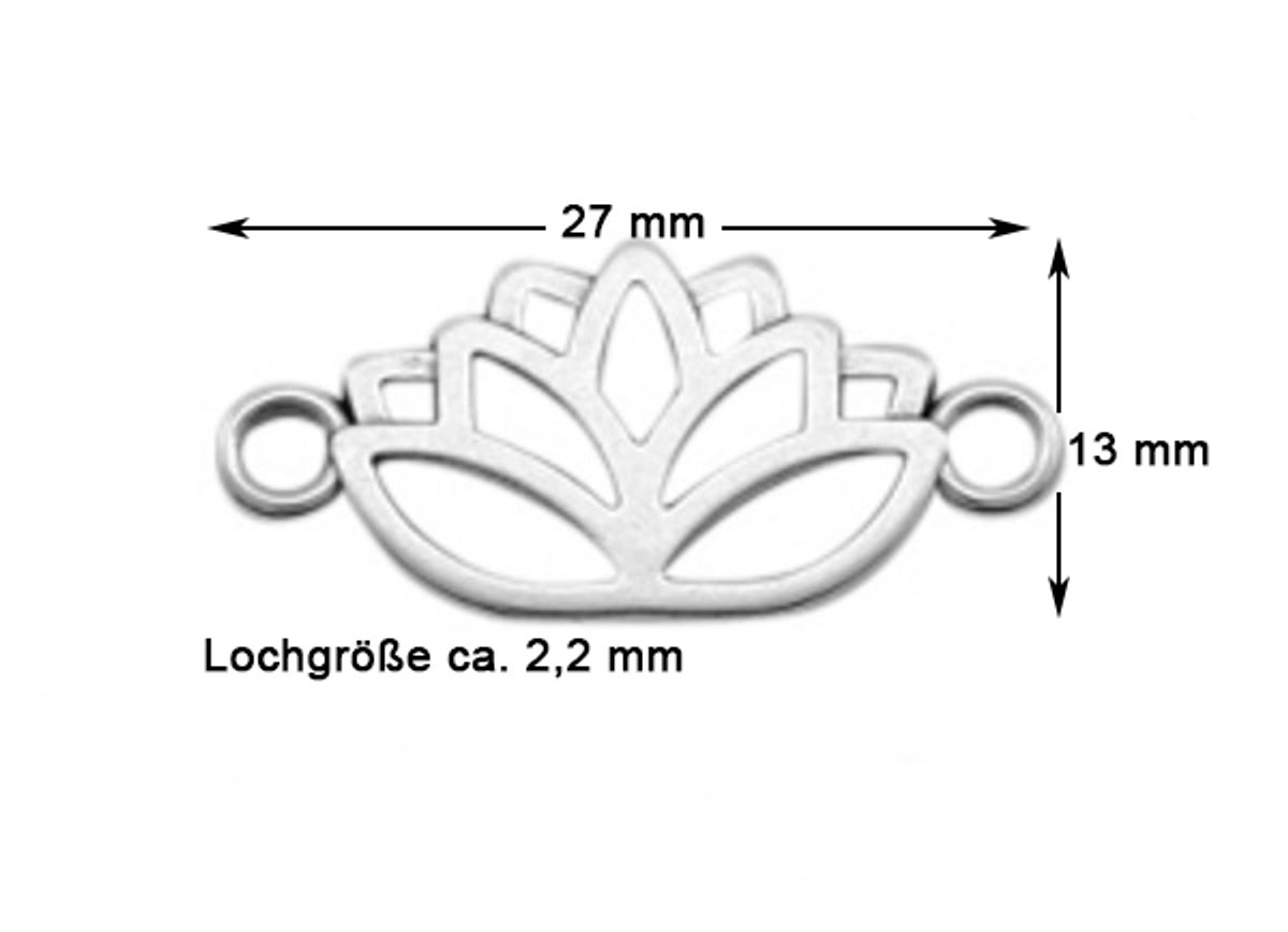Sadingo Schmuckverbinder Lotusblume | 27x13 mm Lagerräumung