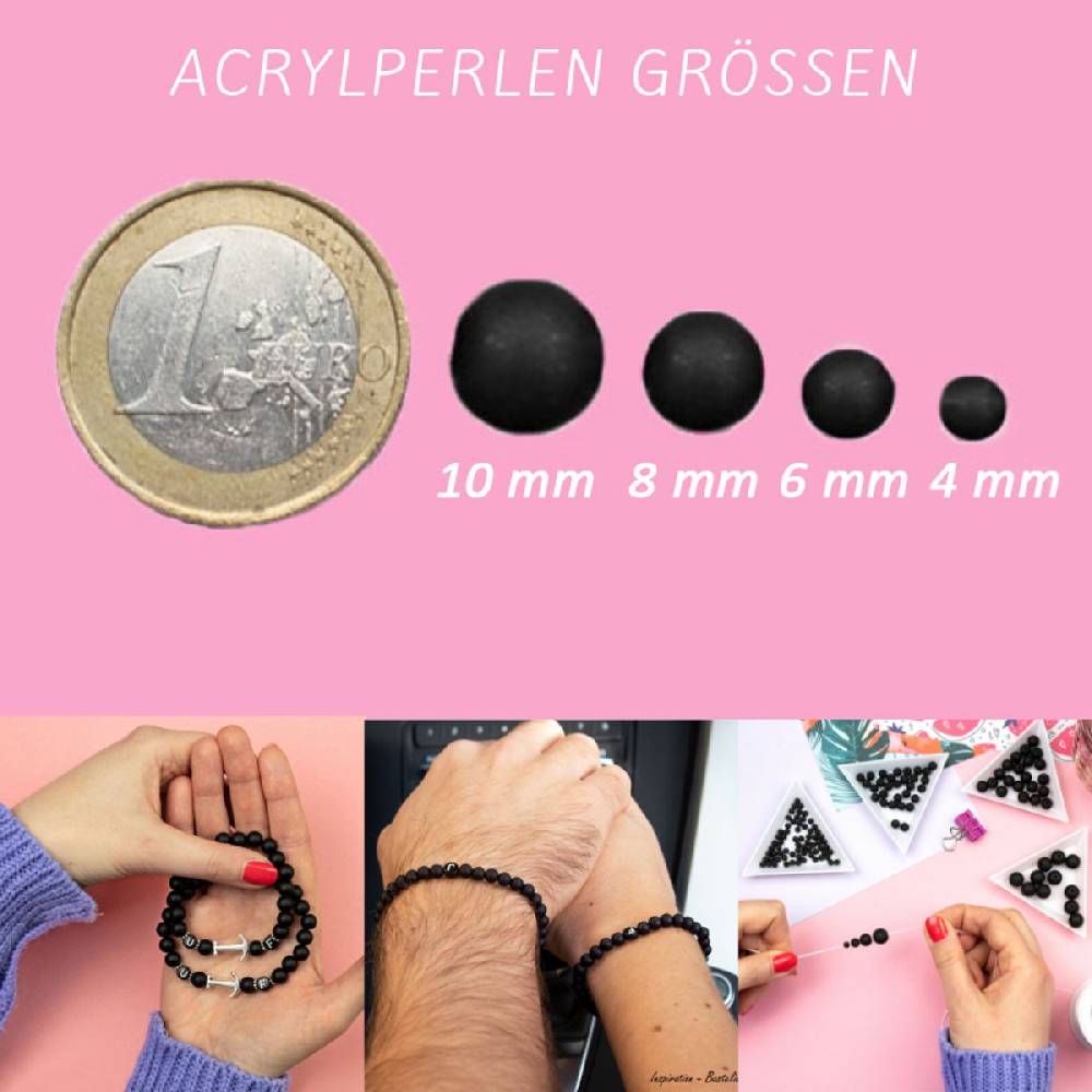 Sadingo Acrylperlen matt Schwarz 4,6,8,10 mm Räumungsverkauf
