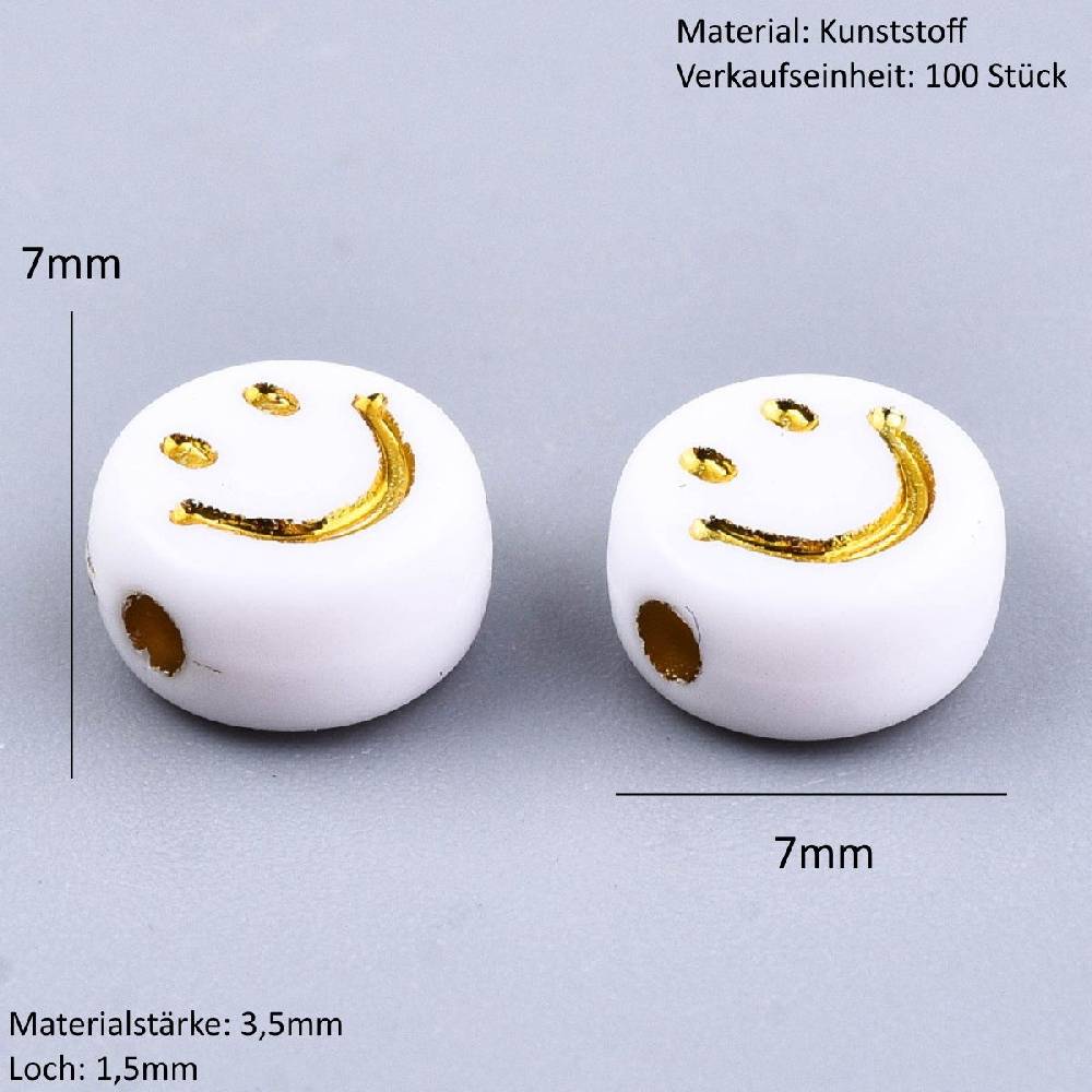 Sadingo Acrylperlen Smiley | 100 Stück, 7mm Wochenangebot
