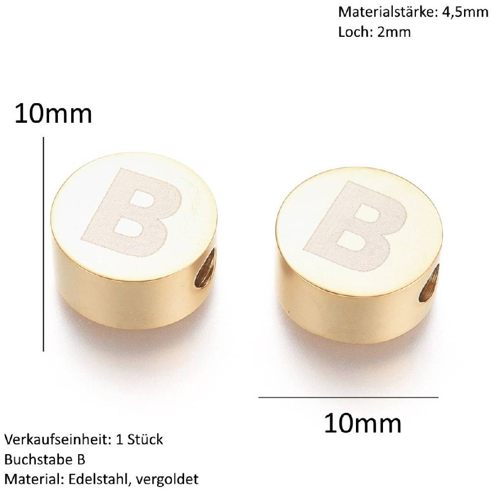Sadingo Buchstabenperlen aus Edelstahl in Gold Kostenlose Rückgabe