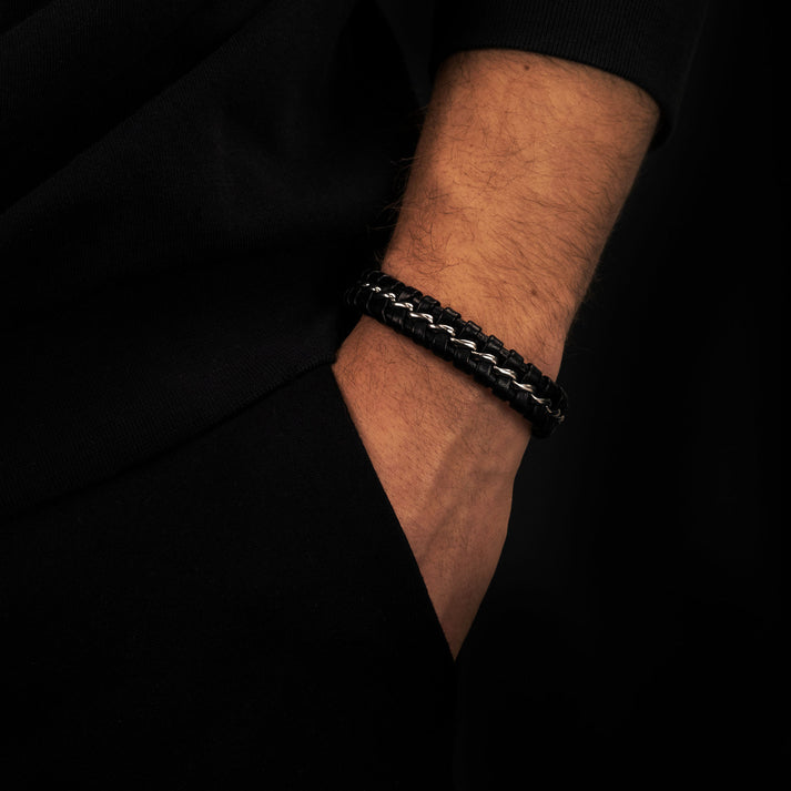 Save Brave Armband Lima aus geflochtenem Leder & Edelstahl Versandkostenfrei