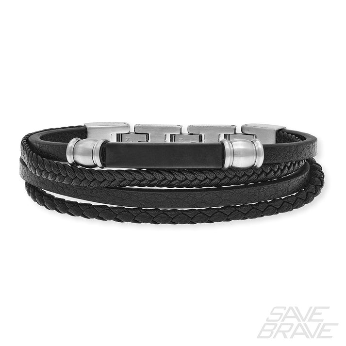 Save Brave Lederarmband Felix mit Edelstahl Flash Sale