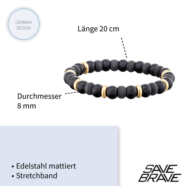 Save Brave Perlenarmband Russell mit Carbon & Edelstahl Lagerräumung