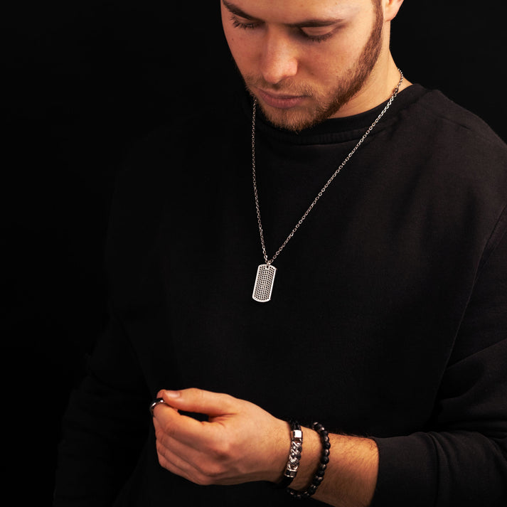 Save Brave Doppeltes Lederarmband Frank mit schwarzen Zirkoniasteinen Blitzangebot