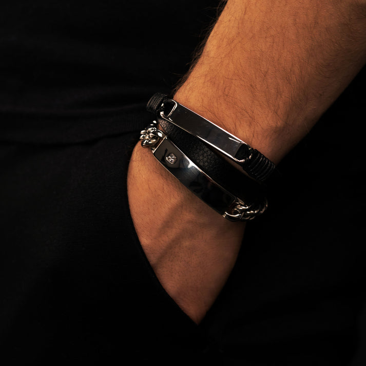 Save Brave Doppeltes Lederarmband Mason mit Edelstahl Letzte 2 Tage