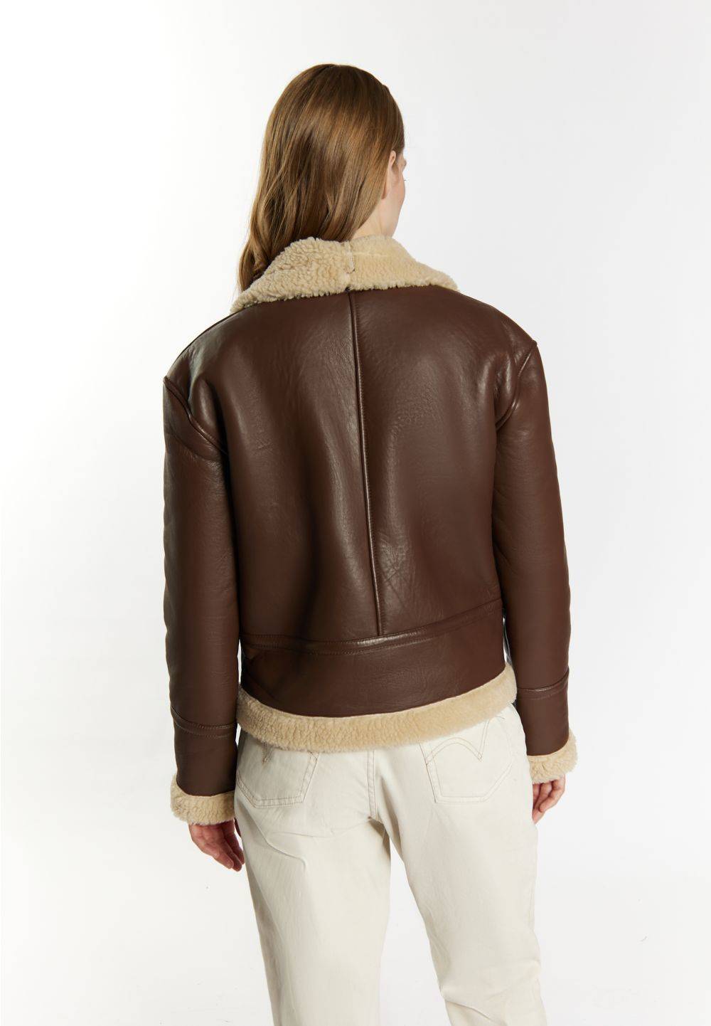Schmuddelwedda DreiMaster Vintage Lederjacke aus Shearling Kostenlose Rückgabe