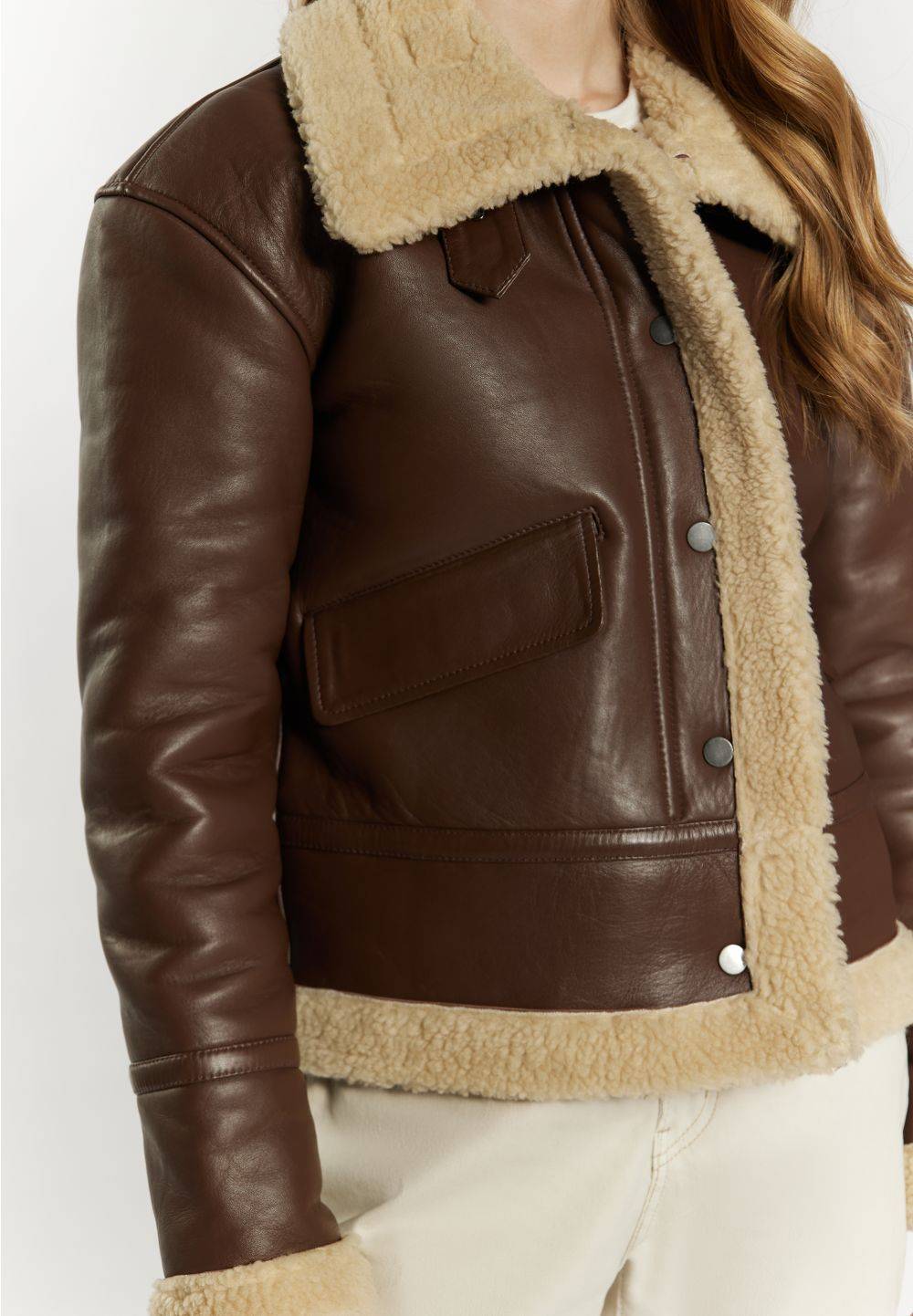 Schmuddelwedda DreiMaster Vintage Lederjacke aus Shearling Kostenlose Rückgabe