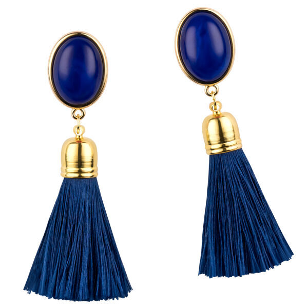 SchwesterSchwester Quasten Ohrringe als Ohrclips in Dunkelblau mit marineblauer Quaste von AmuseToi Online Shopping