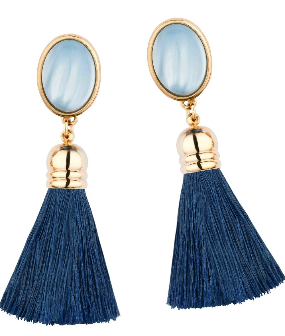 SchwesterSchwester Schimmernde hellblaue Ohrstecker mit marineblauen Quasten Kauf eins, bekomm eins gratis