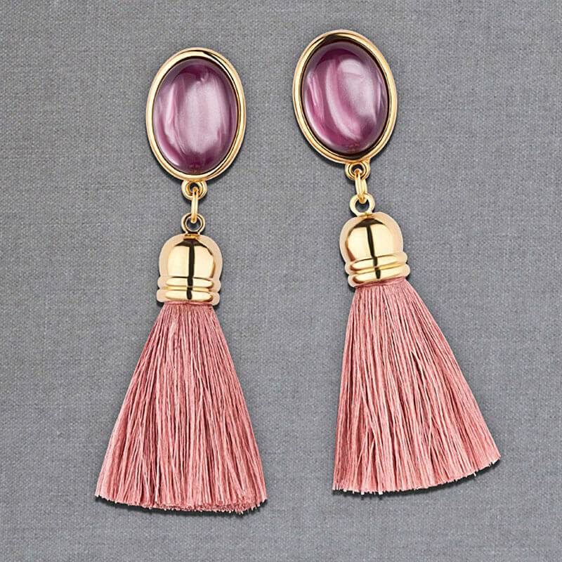 SchwesterSchwester Quasten Ohrringe als Ohrstecker in Amethyst mit Quaste in Puderrosa von AmuseToi Kostenloser Versand