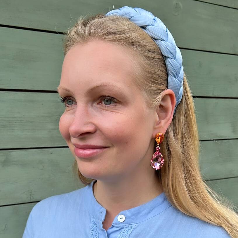 SchwesterSchwester Funkelnde Ohrstecker mit Glas-Kristallen in Orange und Rosa Blitzangebot