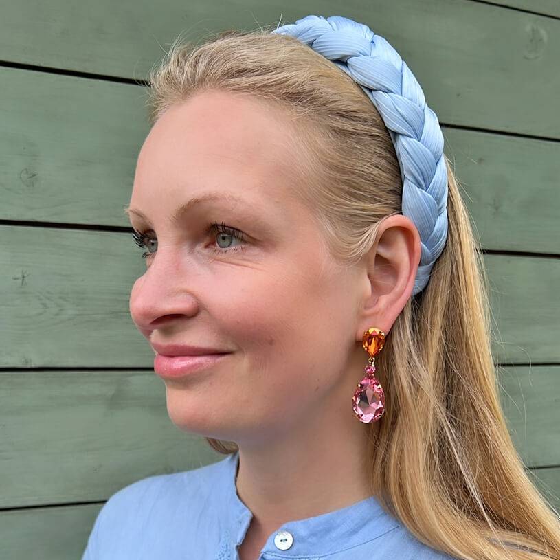 SchwesterSchwester Funkelnde Ohrstecker mit Glas-Kristallen in Orange und Rosa Blitzangebot