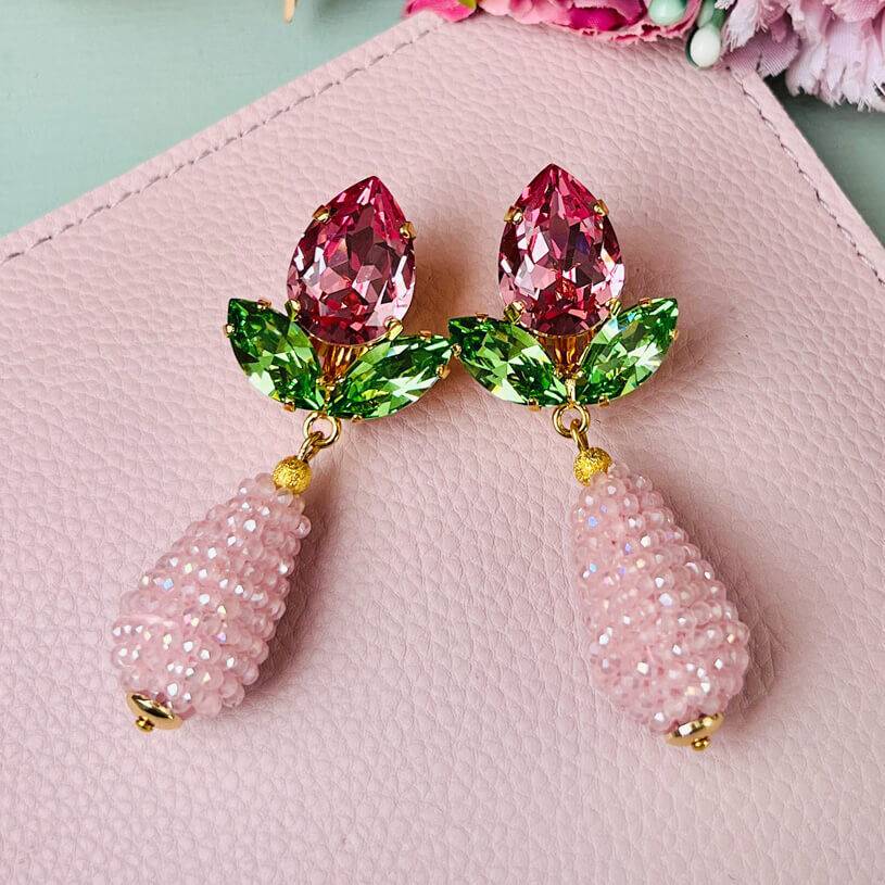 SchwesterSchwester Funkelnde Ohrstecker in Rosa und Grün mit glitzernden Tropfen Bestseller