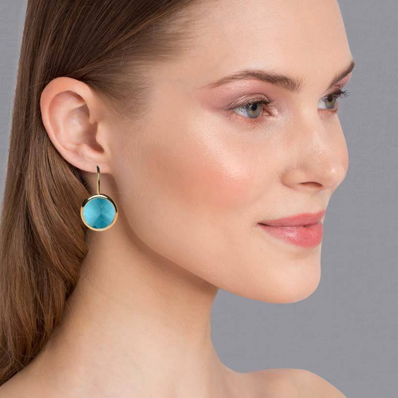 SchwesterSchwester Set aus Ohrhängern mit rundem Kristall in Hellblau und Satin-Haarreif in Hellgrün Super Sparpreis
