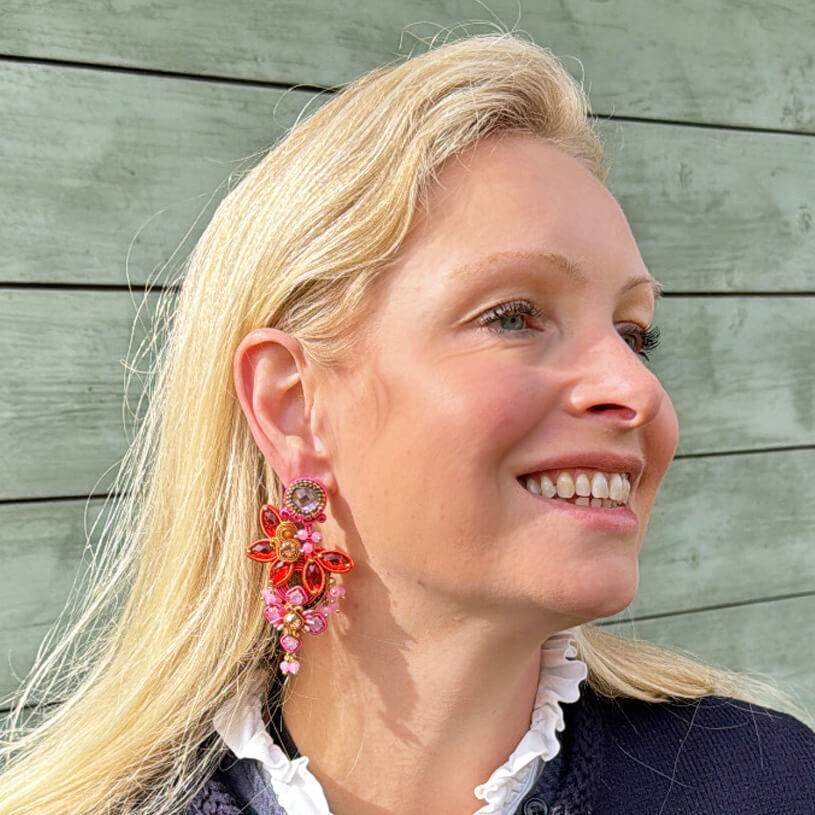 SchwesterSchwester Vorbestellbar - Große Soutache-Ohrringe in Pink, Rosa und Orange Weihnachtsangebot