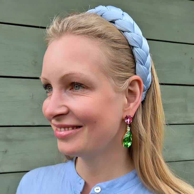 SchwesterSchwester Funkelnde Ohrstecker mit Glas-Kristallen in Grün und Rosa Super Sparpreis