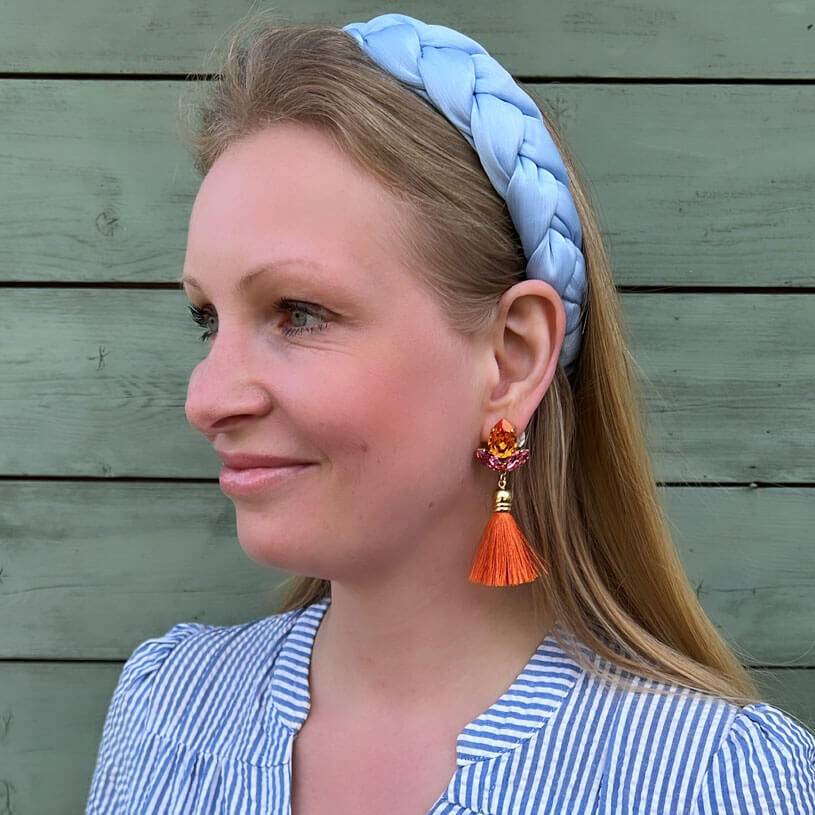 SchwesterSchwester Glitzernde Ohrstecker mit Glas-Kristallen in Pink und Orange mit edler Quaste Kostenlose Rückgabe