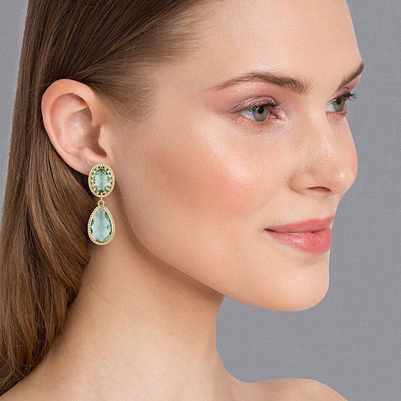 SchwesterSchwester Lindgrüne Tropfenohrringe mit funkelnden facettierten Tropfen Flash Sale